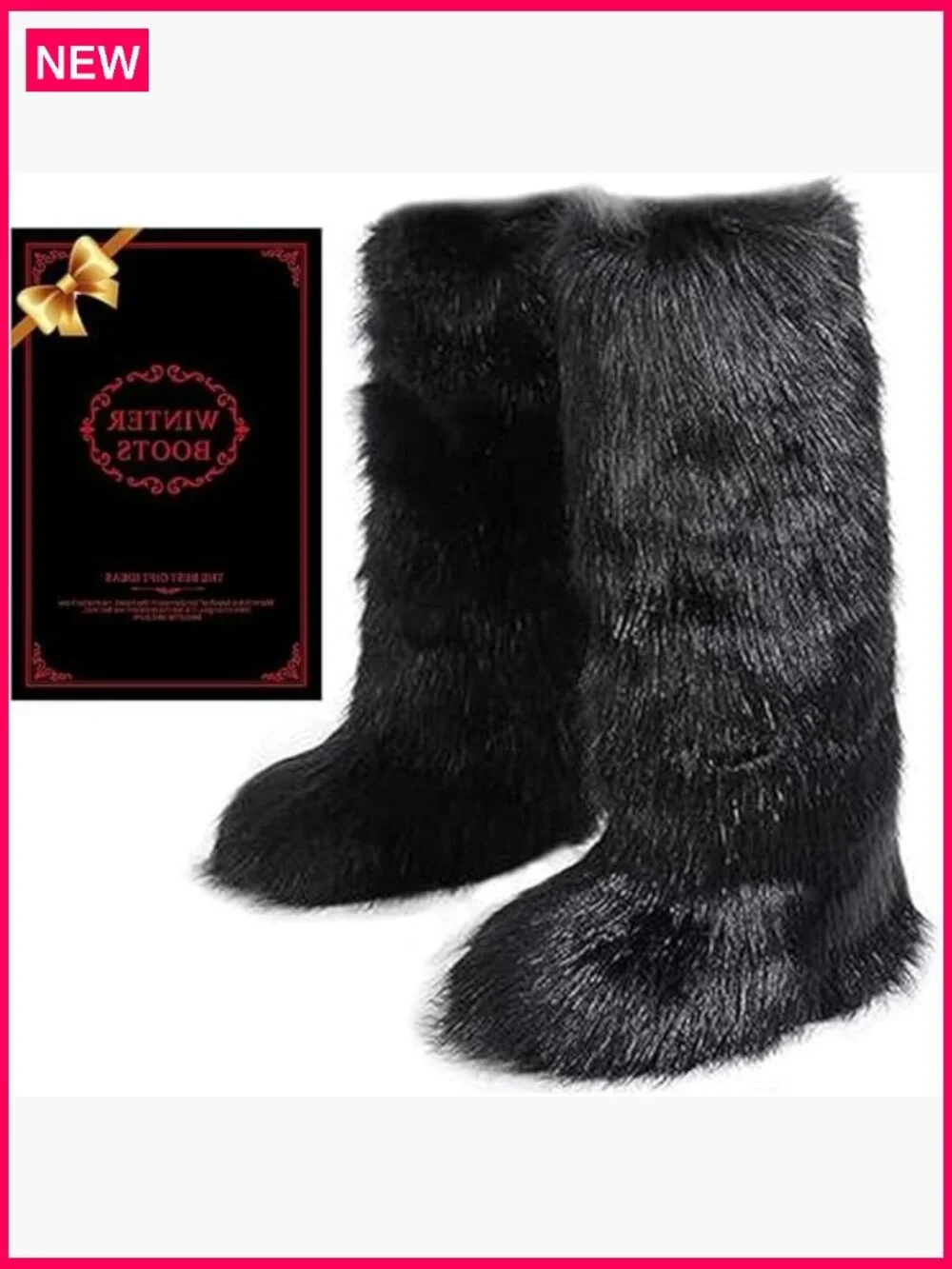 Knee High Faux Fur Snow Boots Fuzzy Fluffy Winter Boots for Women